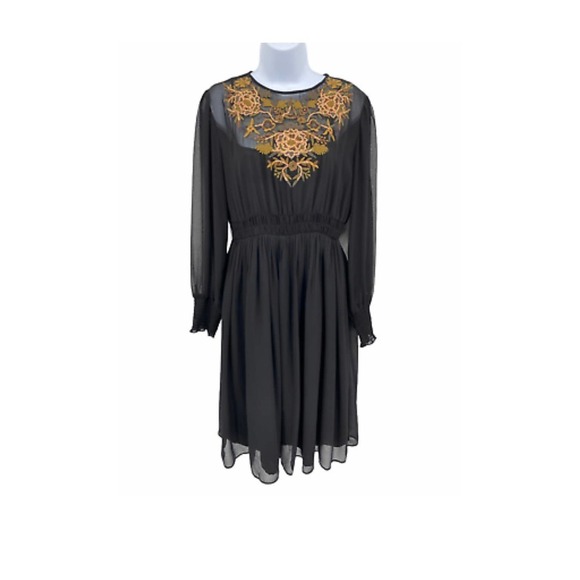 Zara Dresses & Skirts - Zara Sheer Long sleeve embroidered dress